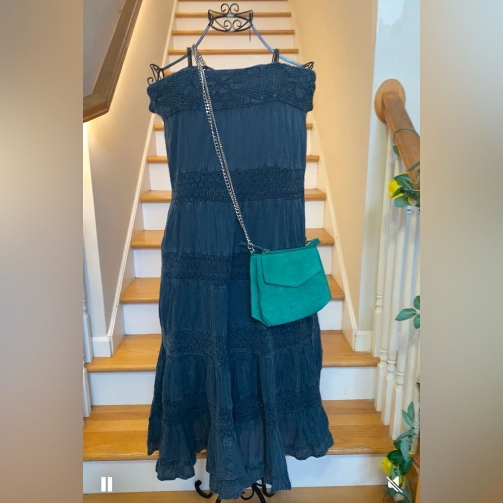 🩵 🆕 💙 Solitaire by Ravi Khosla Blue Strapless Dress 🩵